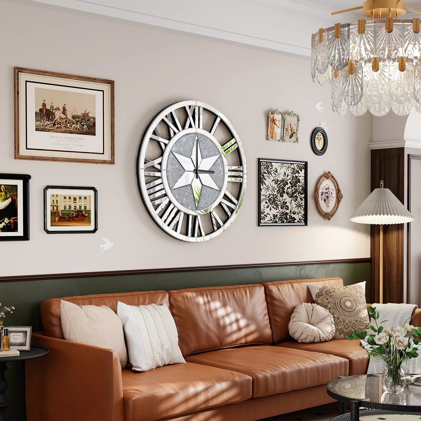 Luxury Crystal Star Mirrored Wall Clock – A Stunning Statement Piece - Fabels