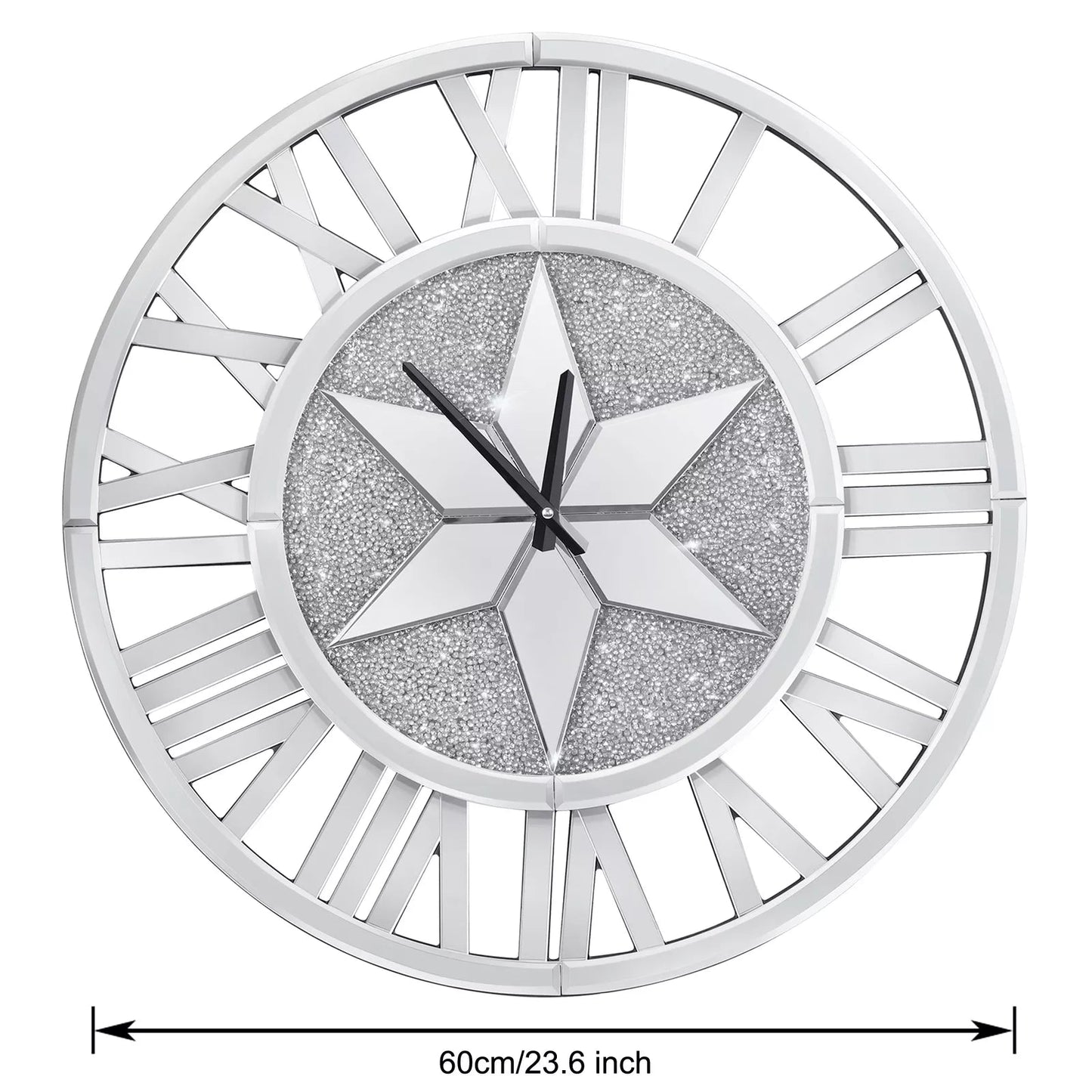 Luxury Crystal Star Mirrored Wall Clock – A Stunning Statement Piece - Fabels