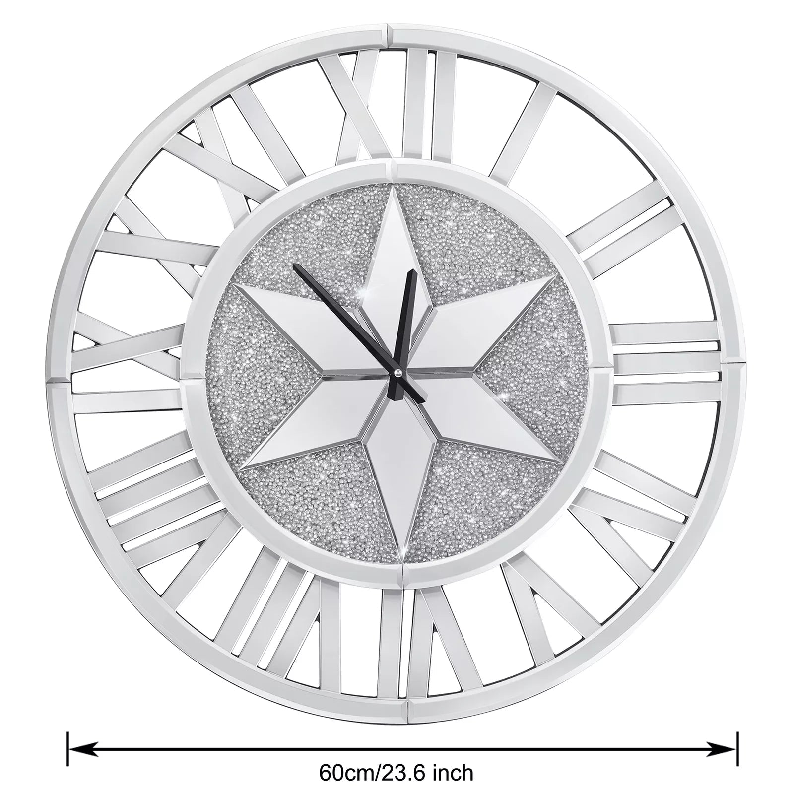 Luxury Crystal Star Mirrored Wall Clock – A Stunning Statement Piece - Fabels