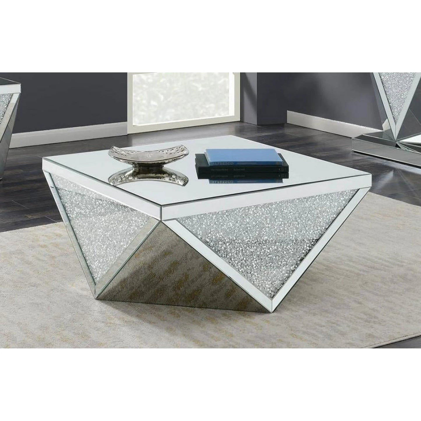 Luxury Diamond Mirrored Coffee Table – Crushed Crystal Elegance - Fabels