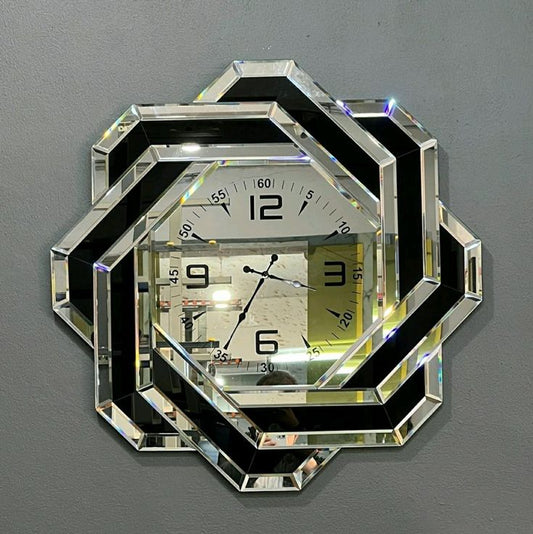 Luxury Geometric Mirrored Wall Clock – A Statement of Elegance - Fabels