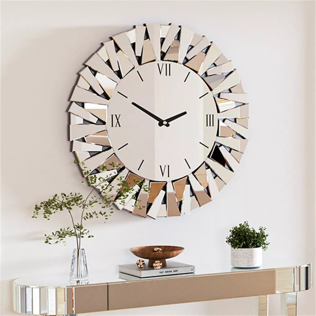 Luxury Mirrored Wall Clock – Elegant Statement Piece for Modern Interiors - Fabels