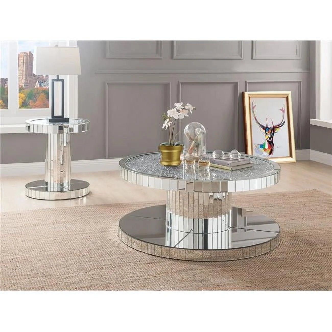 Luxury Round Mirrored Coffee Table – Modern & Elegant Centerpiece | Free Shipping - Fabels
