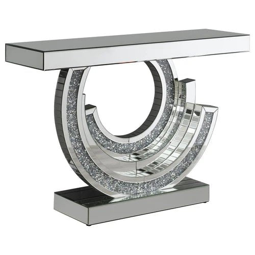 💎 Luxury Silver Mirrored Console Table with Crushed Crystal Accents 💎 - Fabels