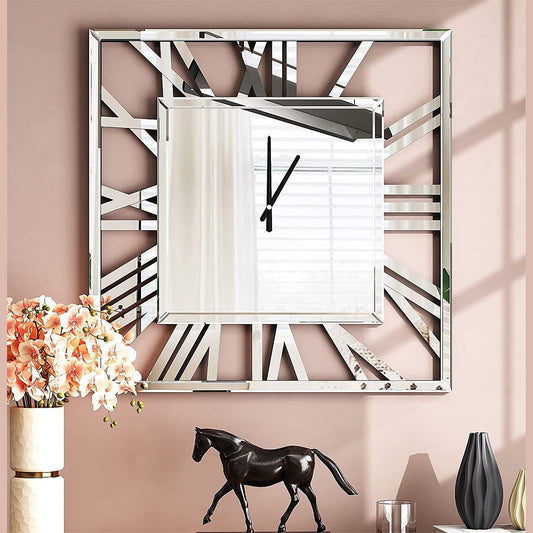Luxury Square Mirrored Wall Clock – A Modern Statement of Elegance - Fabels