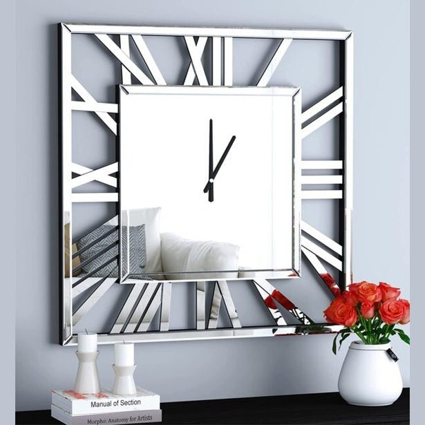 Luxury Square Mirrored Wall Clock – A Modern Statement of Elegance - Fabels