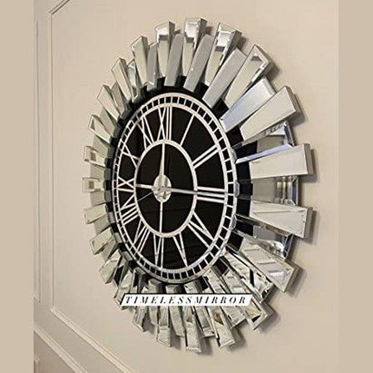 Luxury Sunburst Mirrored Wall Clock – A Statement of Elegance & Style - Fabels