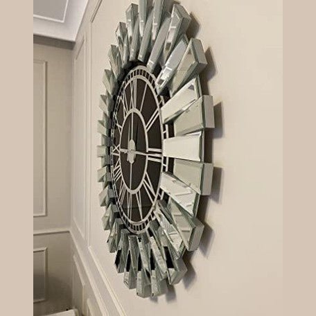 Luxury Sunburst Mirrored Wall Clock – A Statement of Elegance & Style - Fabels