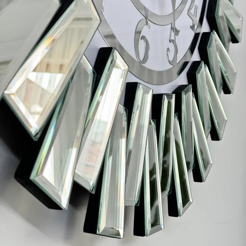 Luxury Sunburst Mirrored Wall Clock – Elegant Statement Piece for Modern Interiors - Fabels