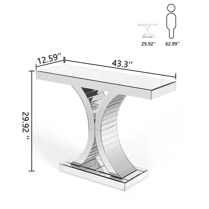 Mariahann 43.3" Mirrored Glass Console Table – A Statement of Elegance & Luxury - Fabels