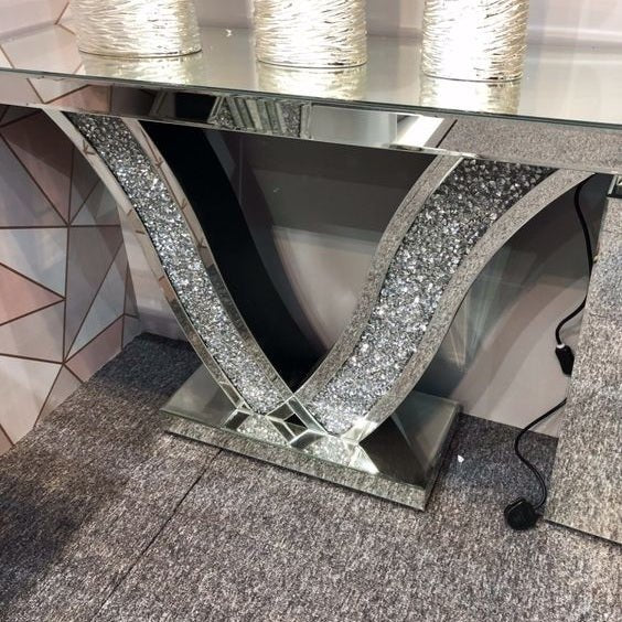 ✨ Mehra Crystal Mirrored Console Table – A Statement of Luxury & Elegance ✨ - Fabels