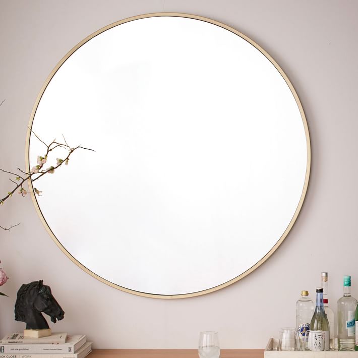 Elegant Round Mirror with Golden Frame – Available in Sizes 2x2 Feet, 2.5x2.5 Feet, and 3x3 Feet | Timeless Home Décor Accent