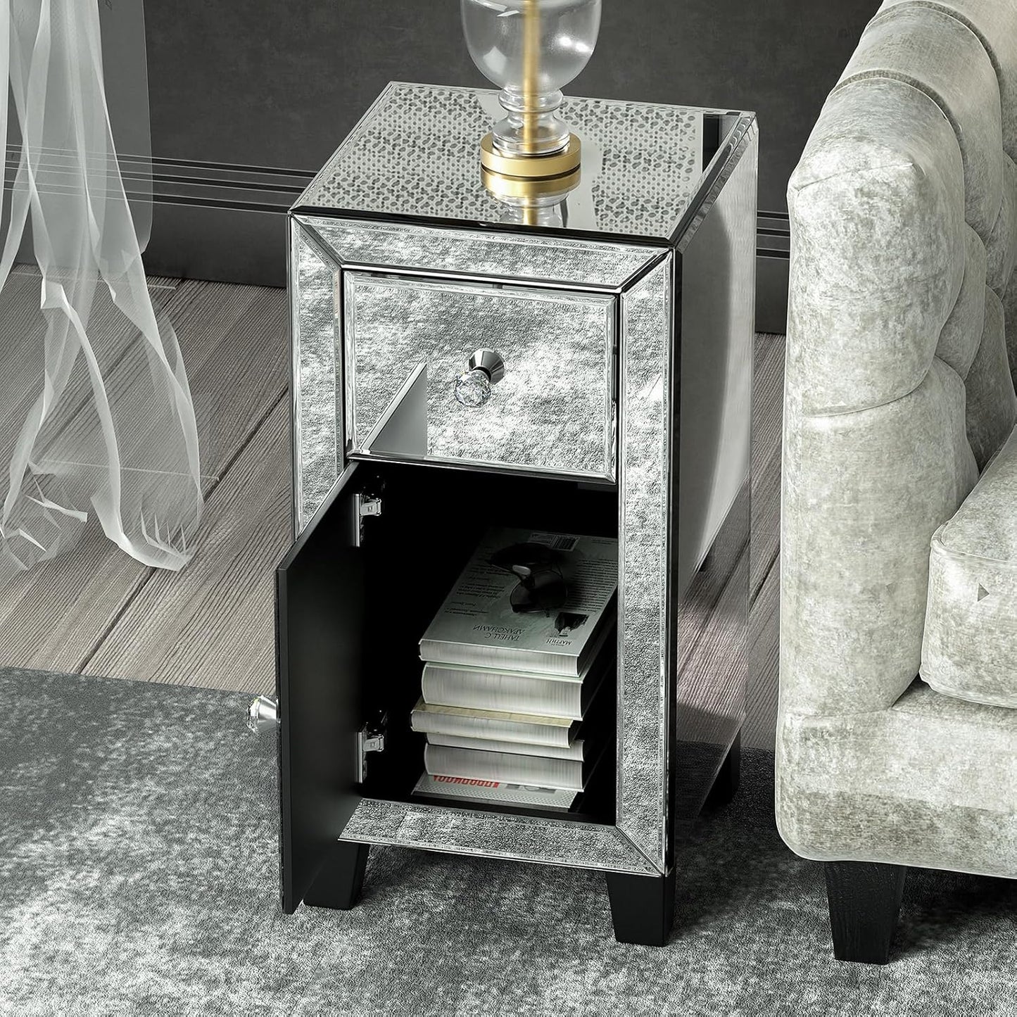 ✨ Mirrored 2 - Drawer Bedside Table – A Touch of Elegance for Your Bedroom! ✨ - Fabels