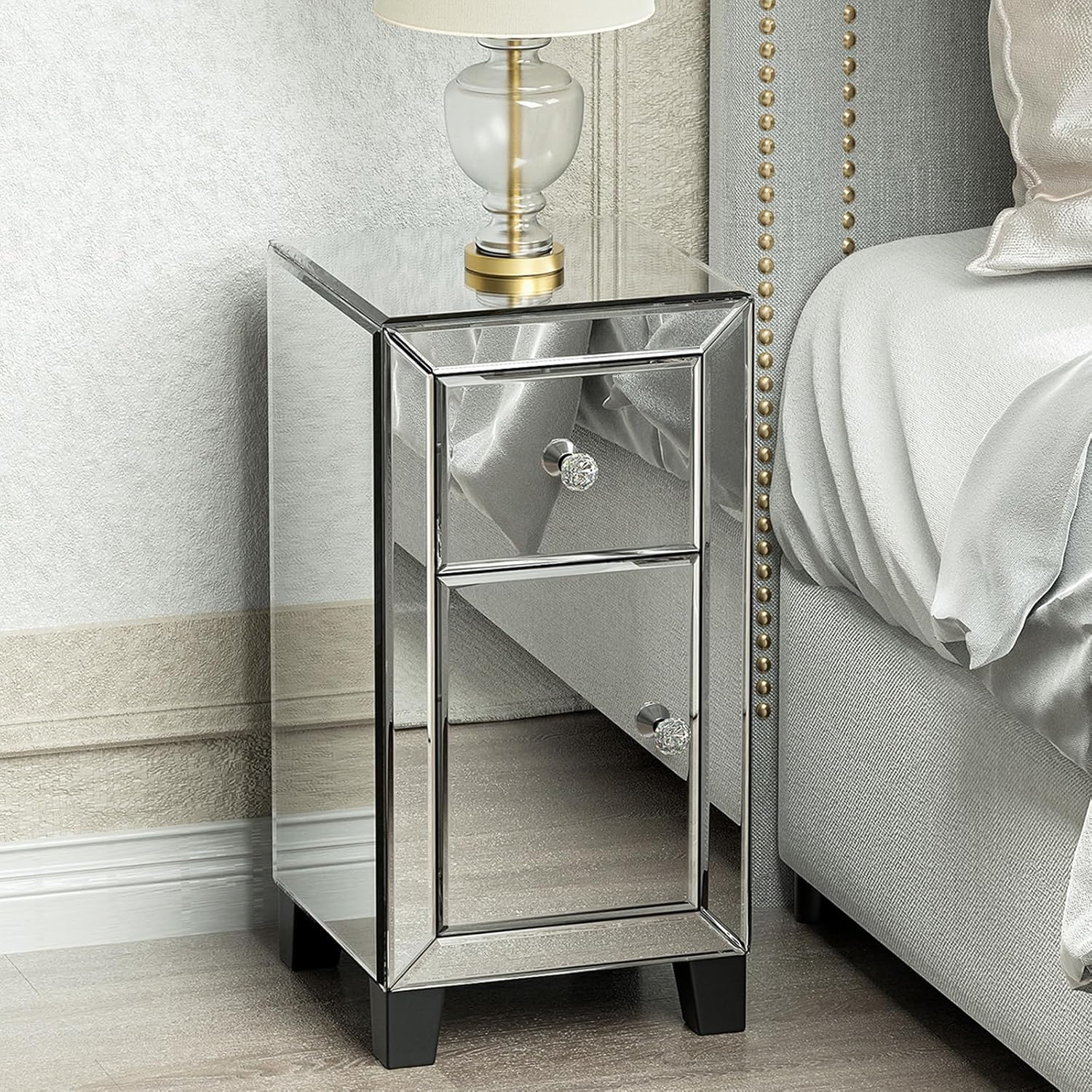 ✨ Mirrored 2 - Drawer Bedside Table – A Touch of Elegance for Your Bedroom! ✨ - Fabels