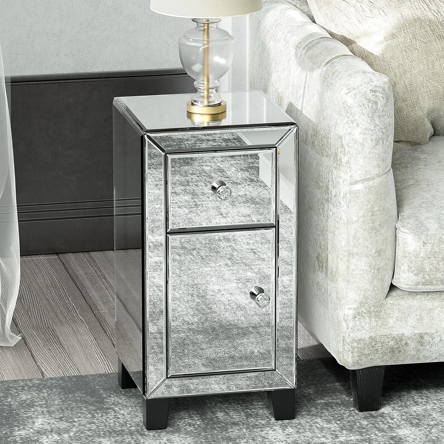 ✨ Mirrored 2 - Drawer Bedside Table – A Touch of Elegance for Your Bedroom! ✨ - Fabels