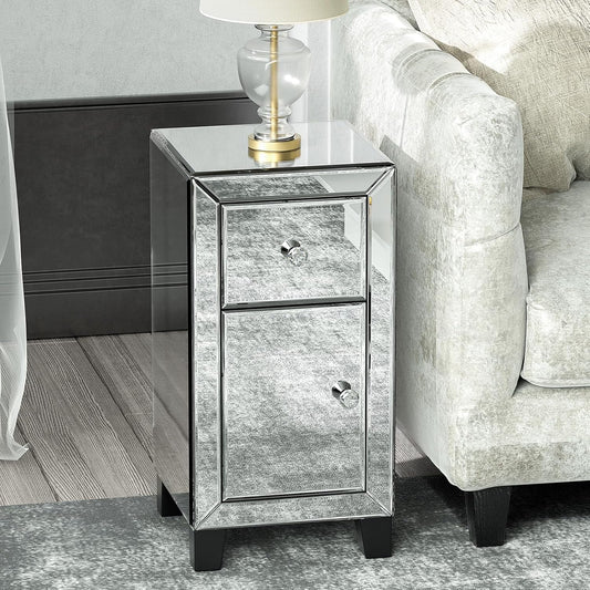 ✨ Mirrored 2 - Drawer Bedside Table – A Touch of Elegance for Your Bedroom! ✨ - Fabels