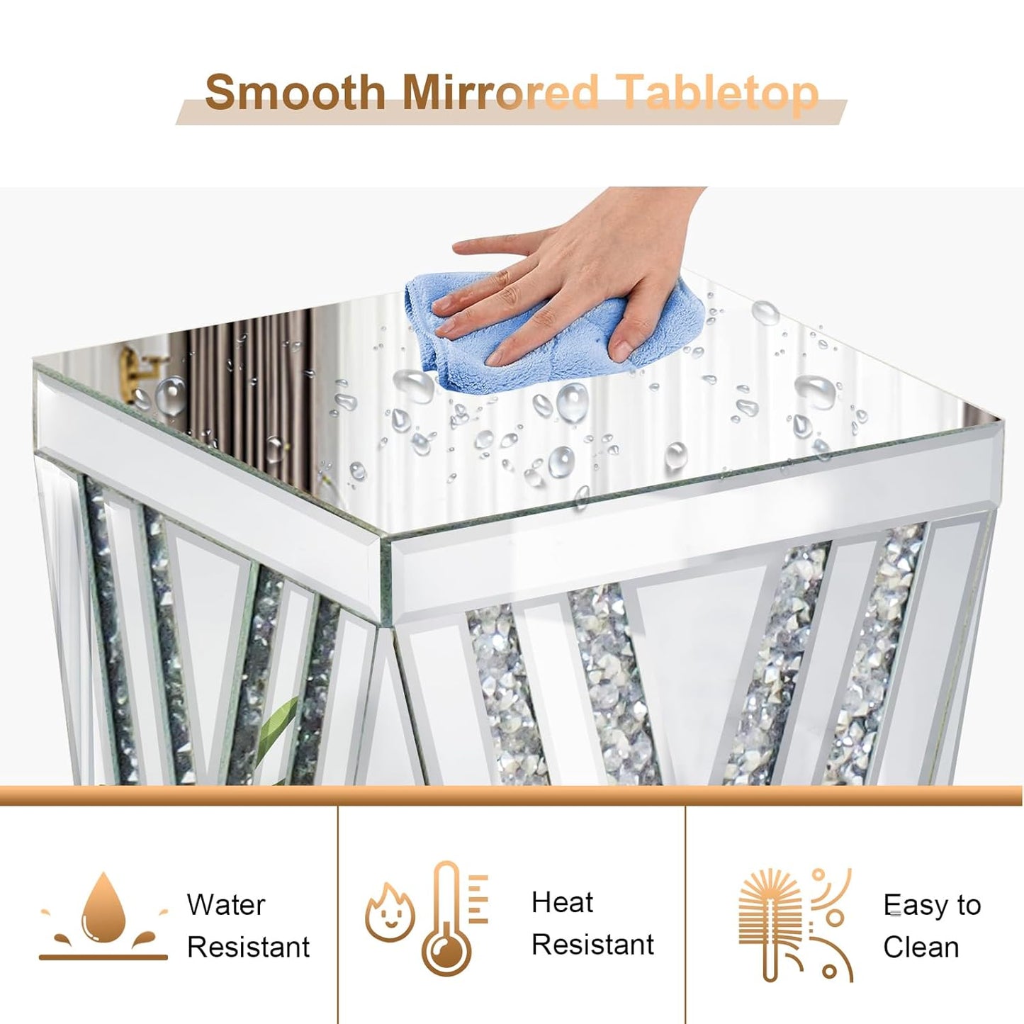 ✨ Mirrored Crystal "V" Accent Table – Glamour Meets Modern Elegance! ✨ - Fabels