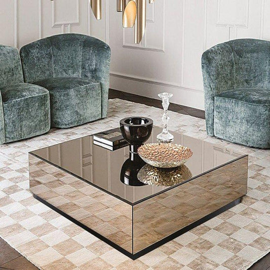Modern Elegance: Smoked Mirrored Coffee Table - Fabels