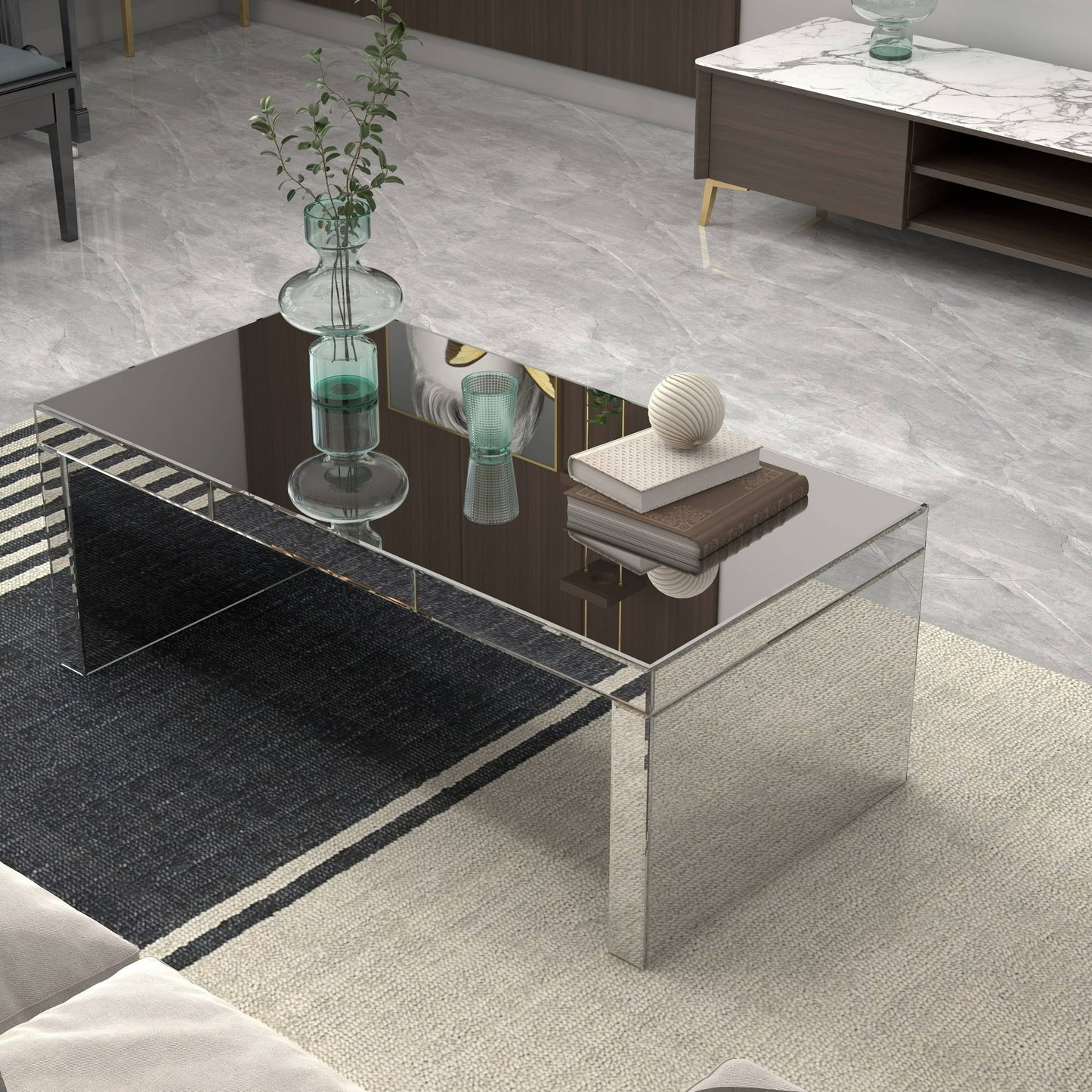 Modern Mirrored Coffee Table – Sleek & Elegant Living Room Centerpiece - Fabels