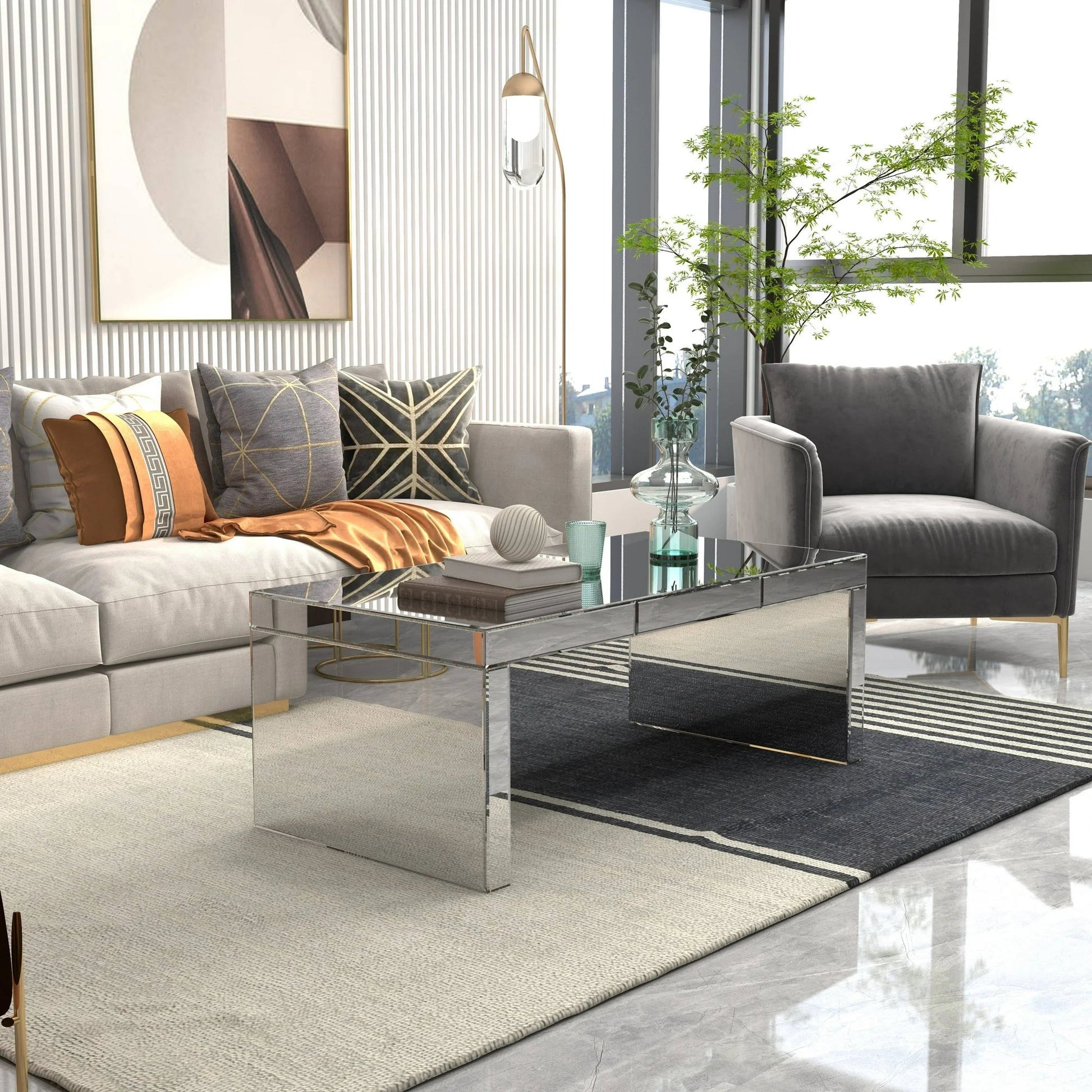 Modern Mirrored Coffee Table – Sleek & Elegant Living Room Centerpiece - Fabels