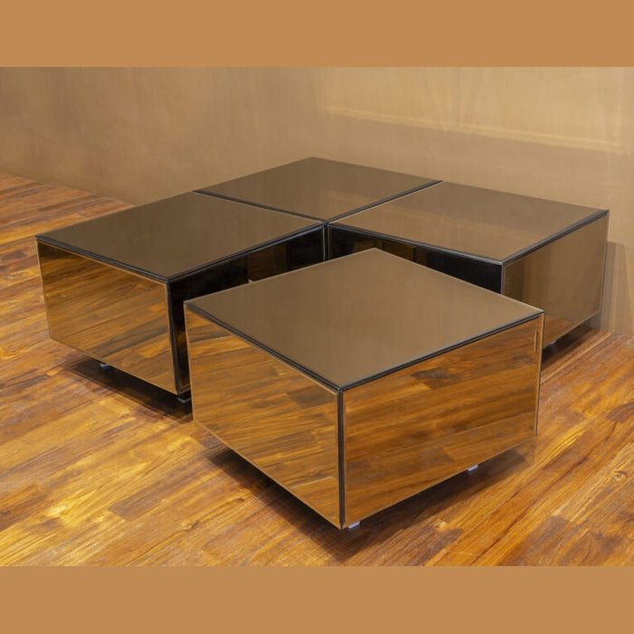 Modern Mirrored Cube Coffee Table Set – Sleek & Luxurious Modular Design - Fabels