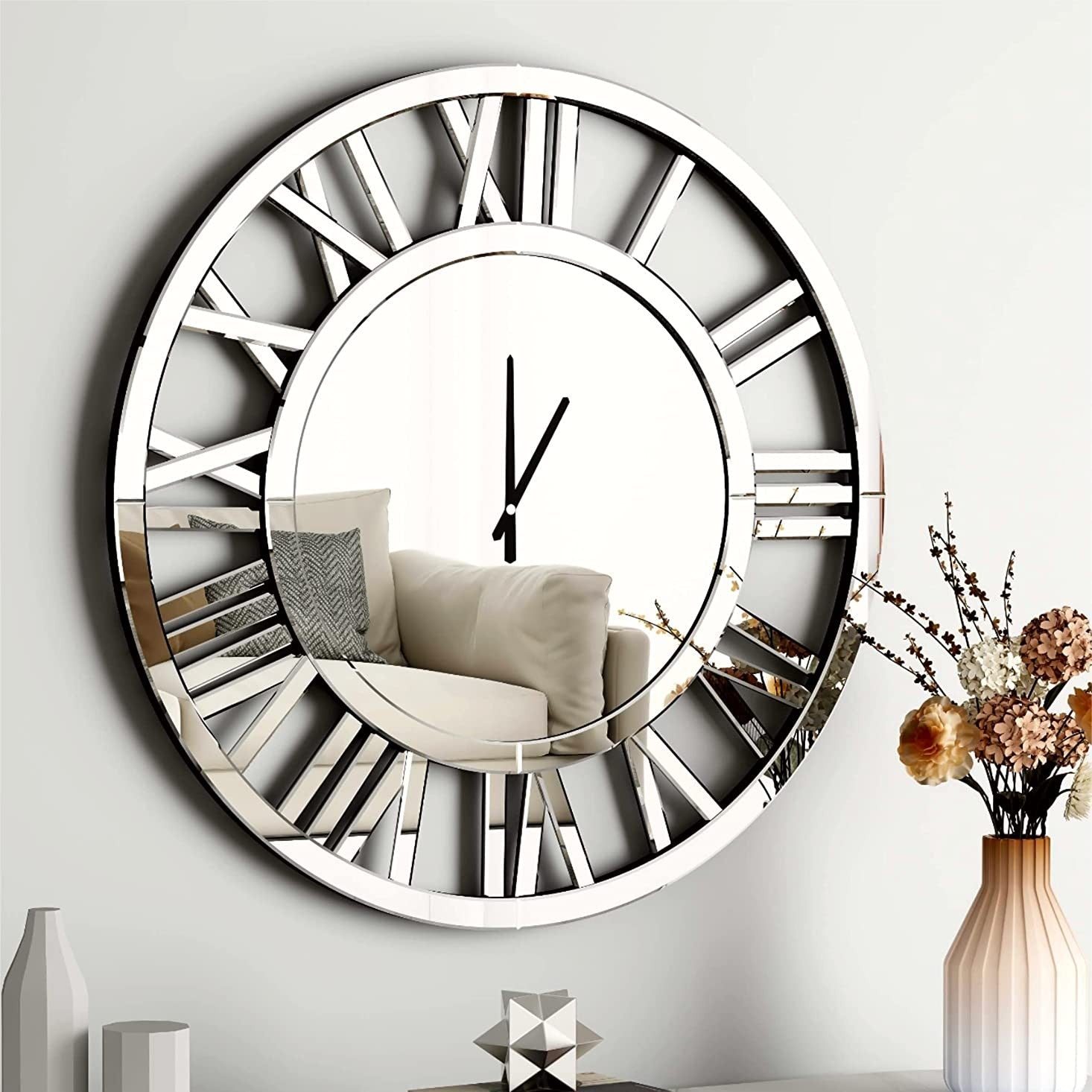Modern Silver Roman Numeral Wall Clock – Timeless Elegance with Hassle - Free Delivery - Fabels