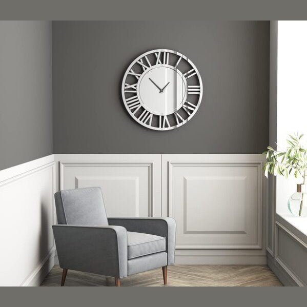 Modern Silver Roman Numeral Wall Clock – Timeless Elegance with Hassle - Free Delivery - Fabels