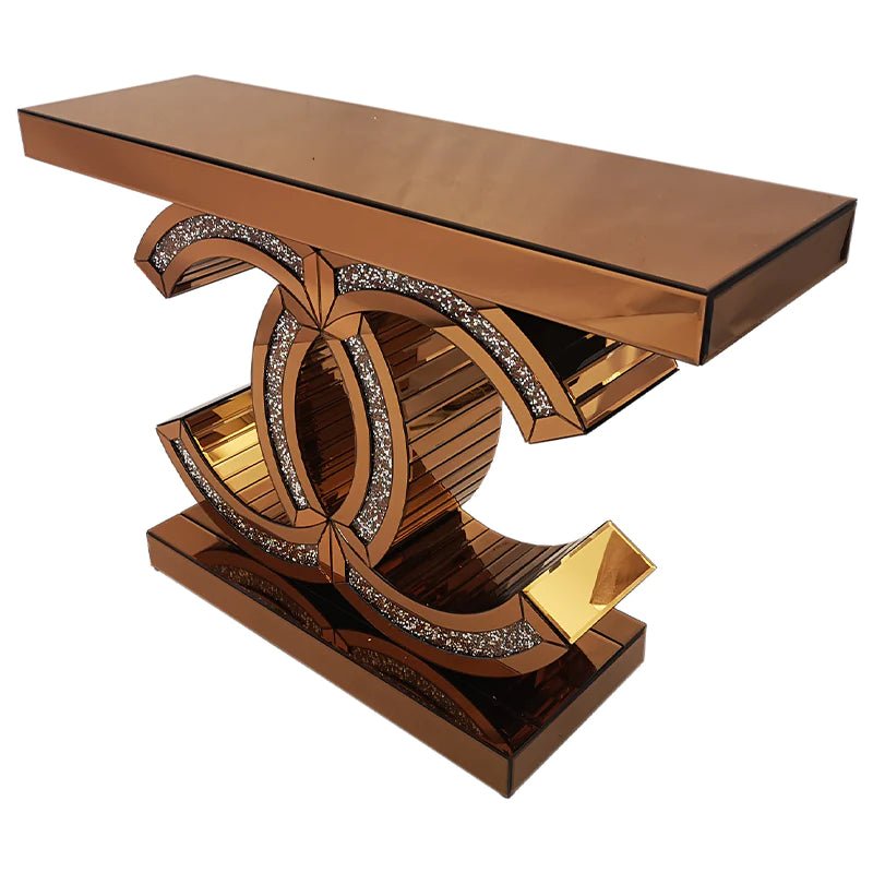 ✨ Opulent Gold Mirrored Console Table with Crushed Crystal Accents ✨ ( Only Console ) - Fabels