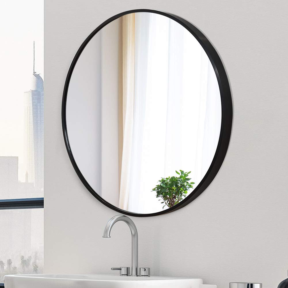 Round Mirror with Black Frame – Available in Sizes 2x2 Feet, 2.5x2.5 Feet, and 3x3 Feet | Modern and Elegant Home Décor - Fabels