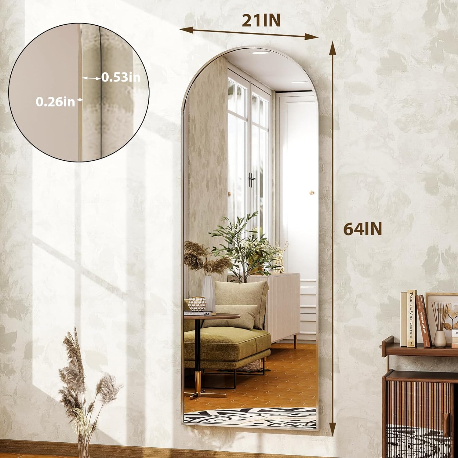 Silver 5.5 ft Arch Full-Length Mirror with Stand | All-India Delivery & Guarantee (Copy) - Fabels