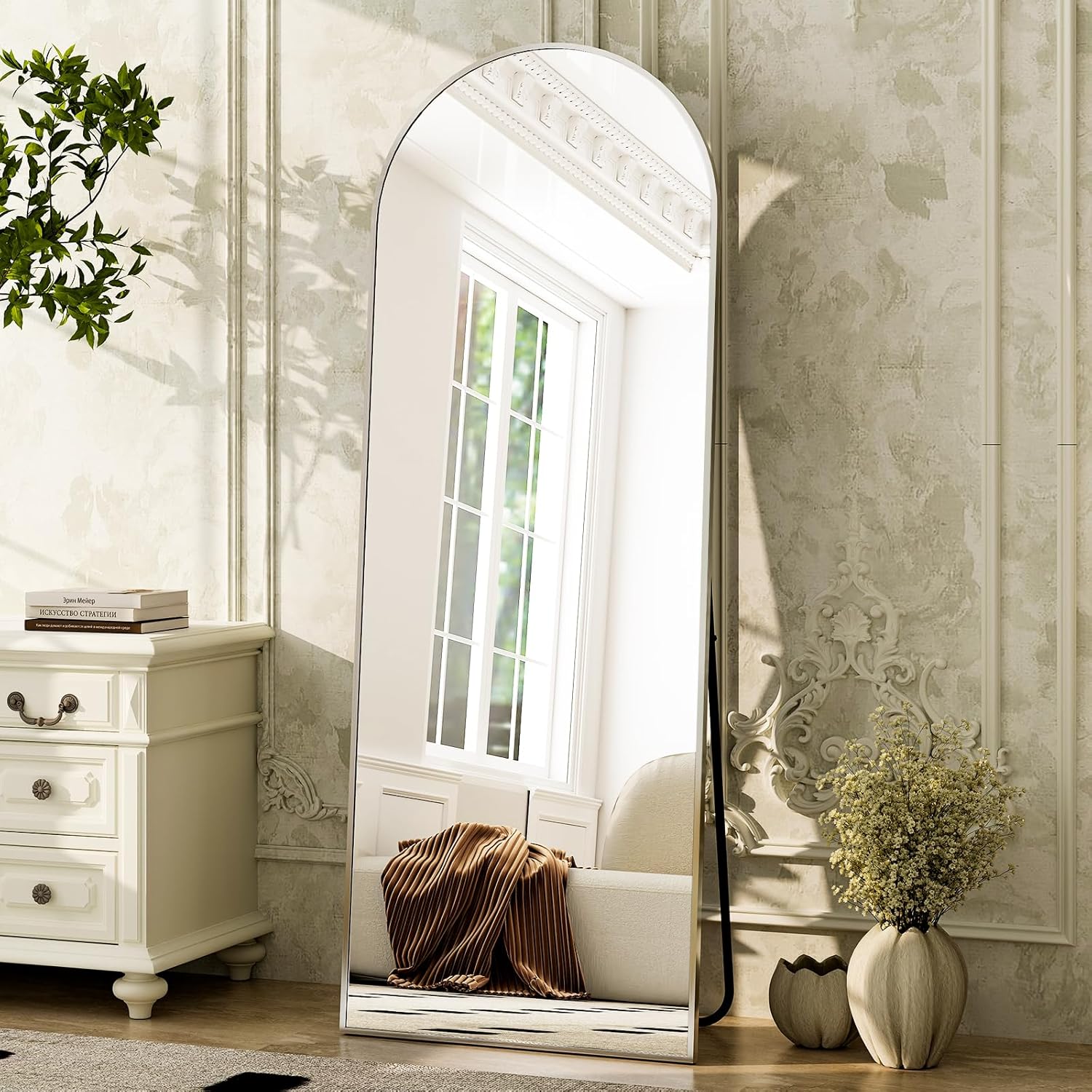 Silver 5.5 ft Arch Full-Length Mirror with Stand | All-India Delivery & Guarantee (Copy) - Fabels