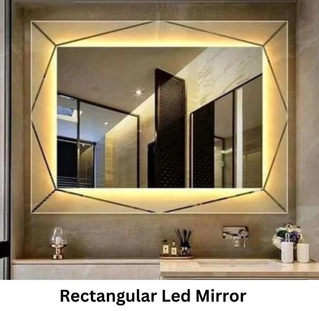 "Rectangular Frameless LED Mirror - 5 Bulbs with Touch Control: Modern Elegance for Your Bathroom"