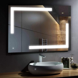 Chic Reflections: Contemporary Bathroom Mirror with LED Lights and Touch