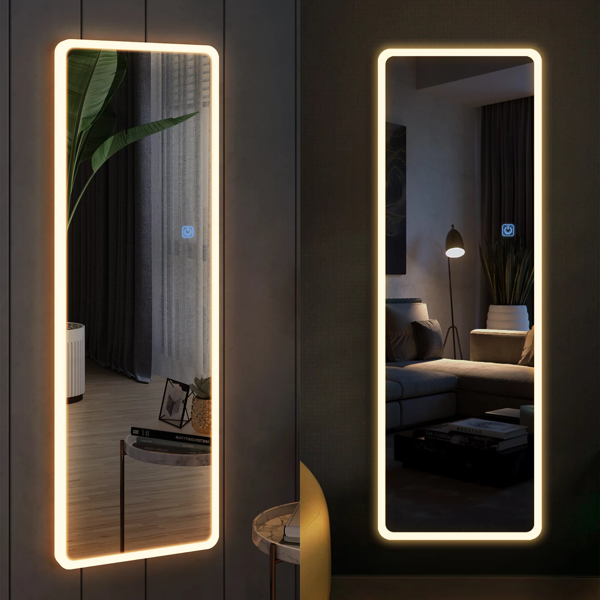 Modern LED Mirror with Touch-Activated Lights - 6 Feet Full-Length Vanity Glam