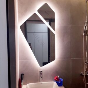 Abstract Brilliance: Irregular LED Mirror with Three Lights and Touch Control