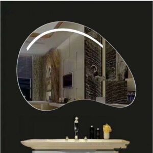 Contemporary Curves: LED Irregular-Shaped Bathroom Vanity Mirror with Touch Control