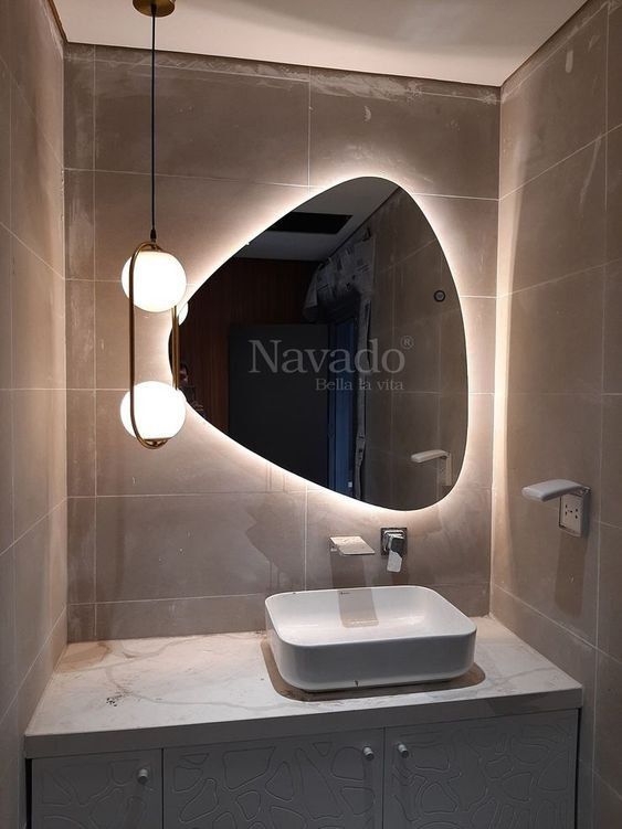"Innovative Form: LED Irregular Sculptural Wall Accent Mirror with Touch Sensitivity"