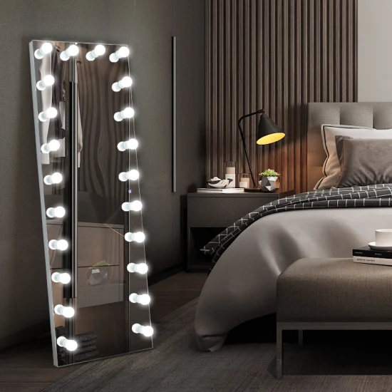 Radiant Hollywood Mirror with Makeup Bulbs Illuminating Vanity Space