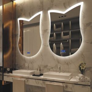 Modern Ambiance: Asymmetric LED Irregular Wall Mirror Design with Touch Control