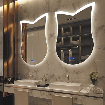 "Abstract Fusion: Handmade LED Irregular Shaped Decor Mirror with Touch Control"