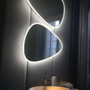 Set of 2 Irregular Elegance: LED Modern Vanity Mirror with Unique Form and Touch Control